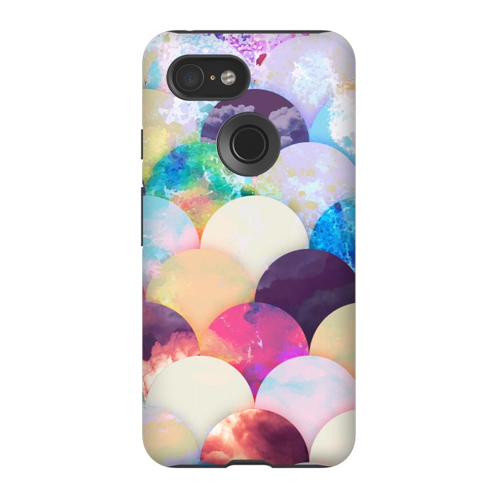 Pixel 3 StrongFit Painted colorful clouds seashell balloons pattern by Oana 