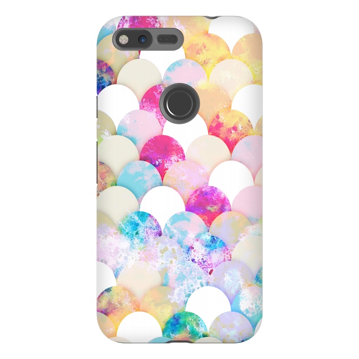 Pixel XL StrongFit Colorful watercolor splattered seashells pattern by Oana 