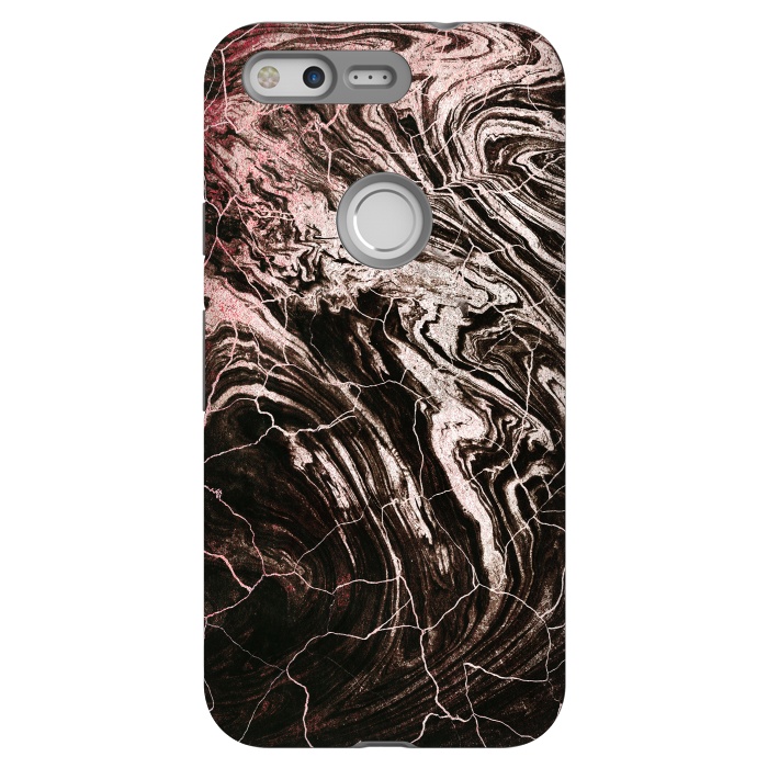 Pixel StrongFit Rose gold and black marble art by Oana 