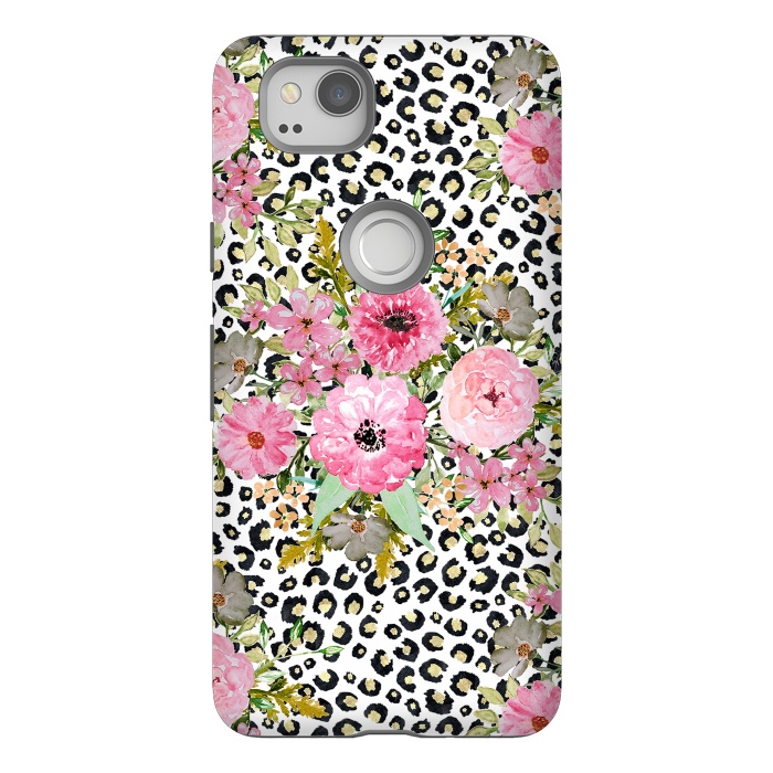 Pixel 2 StrongFit Elegant leopard print and floral design  by InovArts