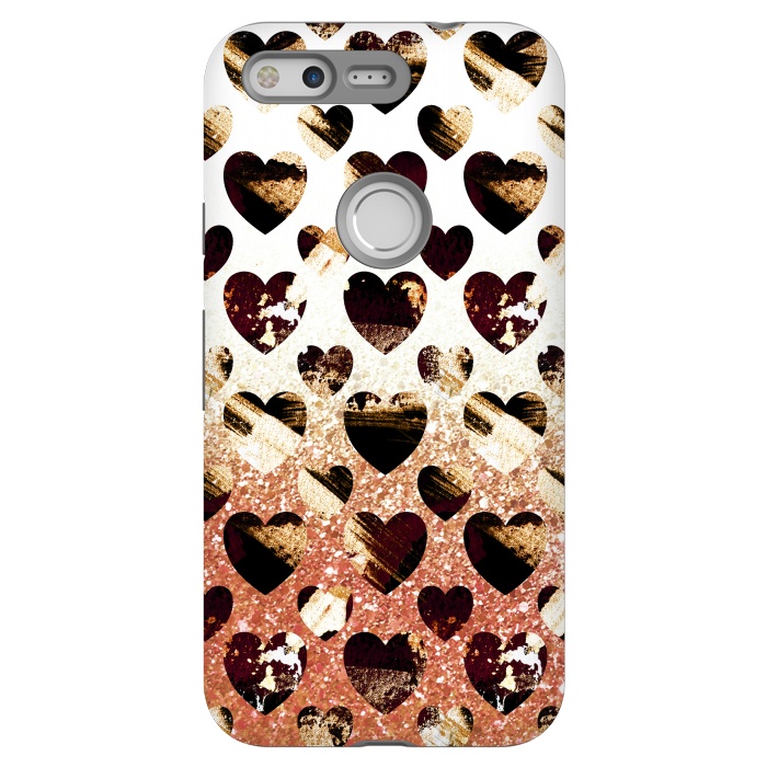 Pixel StrongFit Golden animal print spotted hearts by Oana 