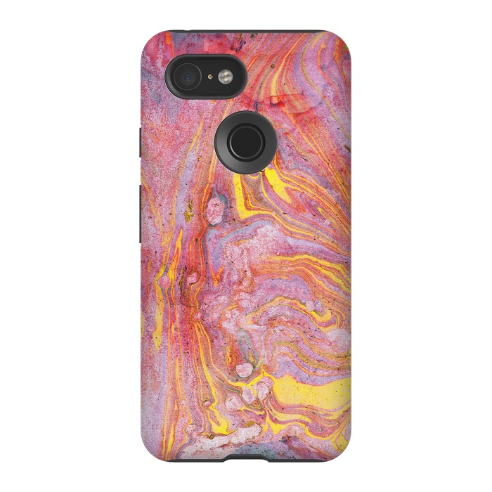 Pixel 3 StrongFit Pink yellow painted mable  by Oana 