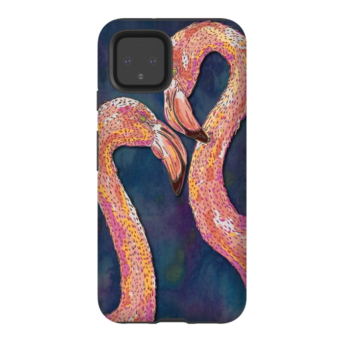Pixel 4 StrongFit Pink Flamingos by Lotti Brown