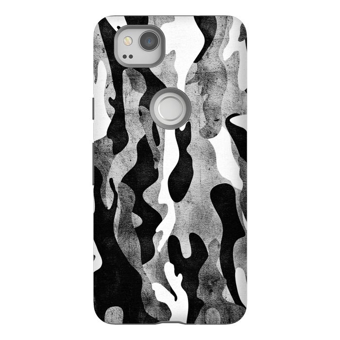 Pixel 2 StrongFit Metallic black and white camo pattern by Oana 