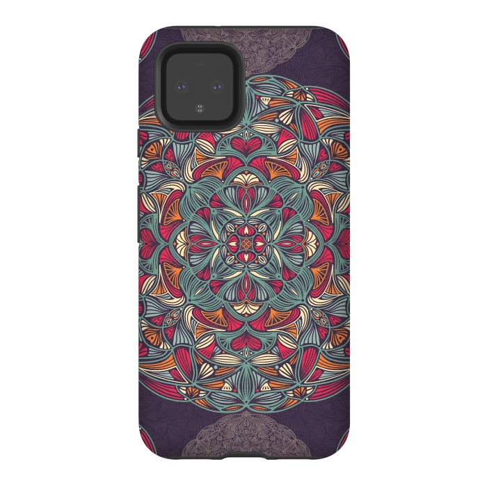 Pixel 4 StrongFit Colorful Mandala Pattern 015 by Jelena Obradovic