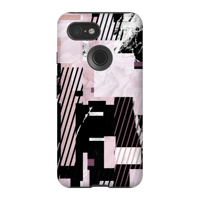 Pixel 3 StrongFit Modern pastel geometric marble composition by Oana 