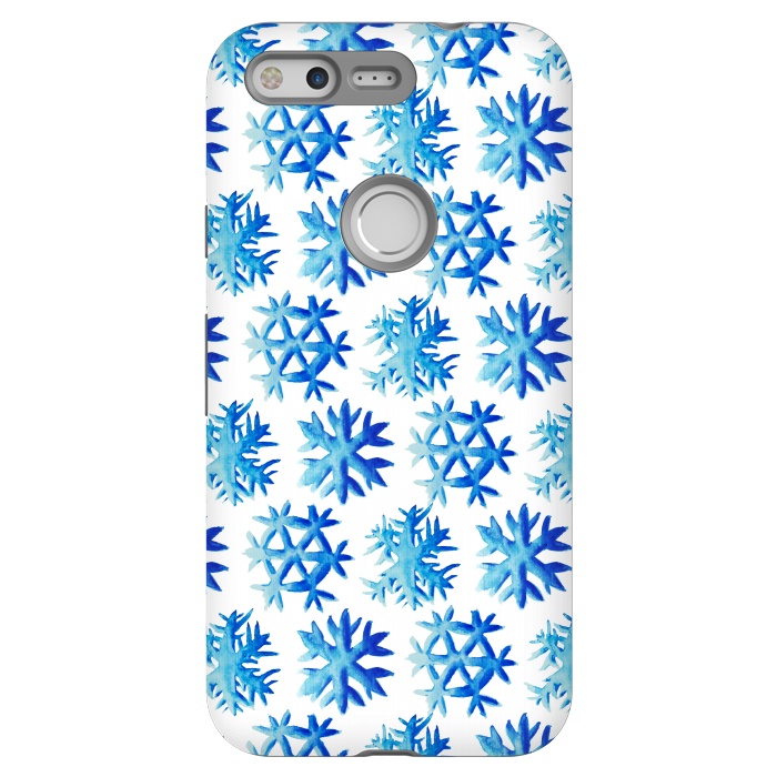 Pixel StrongFit Blue Watercolor Snowflake Pattern by Boriana Giormova