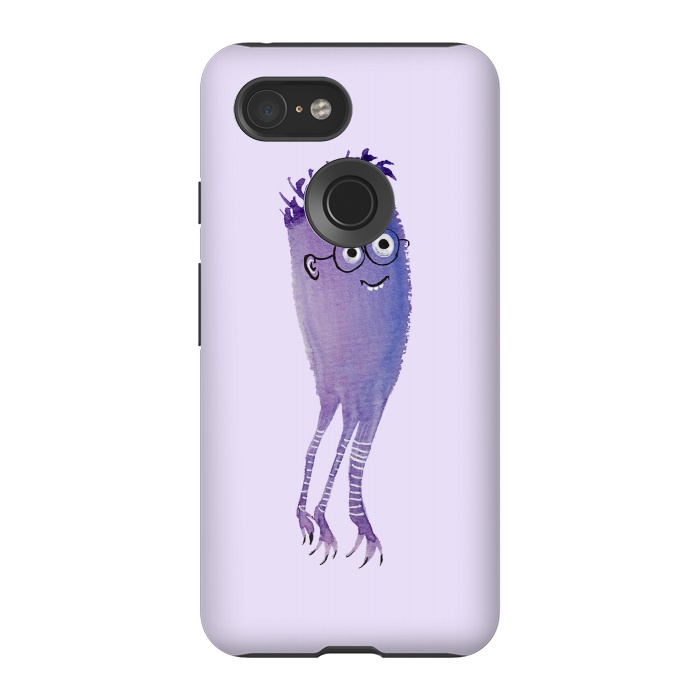 Pixel 3 StrongFit Geek Jellyfish Funny Monster With Glasses Watercolor by Boriana Giormova