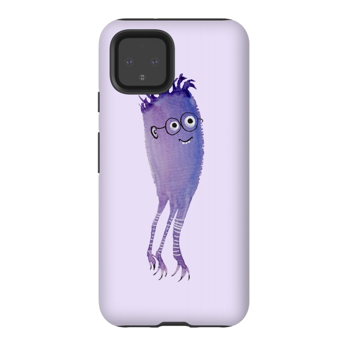 Pixel 4 StrongFit Geek Jellyfish Funny Monster With Glasses Watercolor by Boriana Giormova