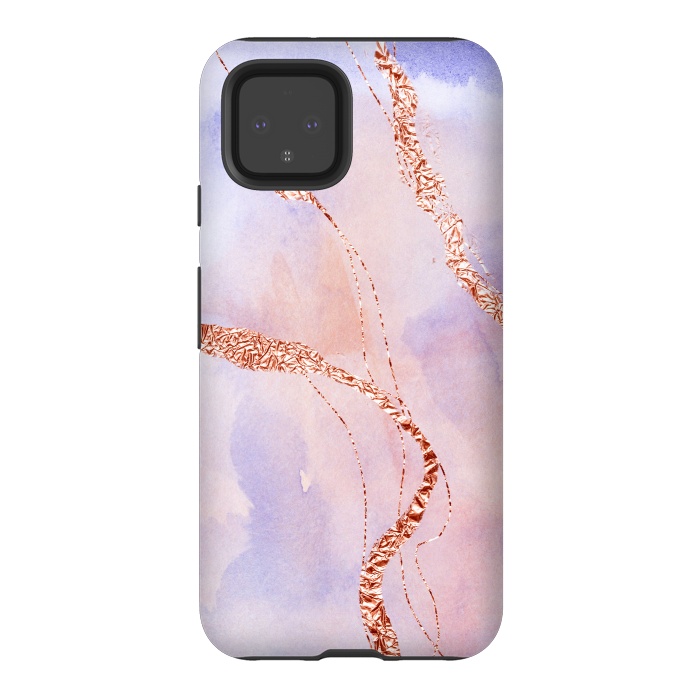 Pixel 4 StrongFit Blush and Purple Ink with Gold Hand drawn Metal Veins by DaDo ART