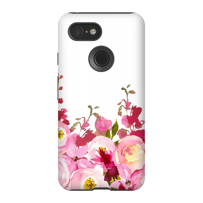 Pixel 3 StrongFit Red and Pink Floral Meadow by  Utart