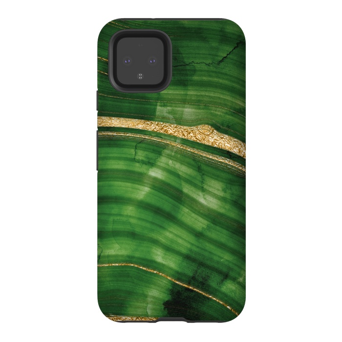 Pixel 4 StrongFit Malachite and Gold Mermaid Waves by DaDo ART