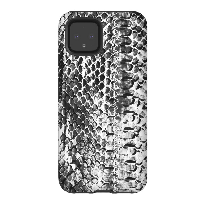 Pixel 4 StrongFit Black and white ink snake skin animal print by Oana 
