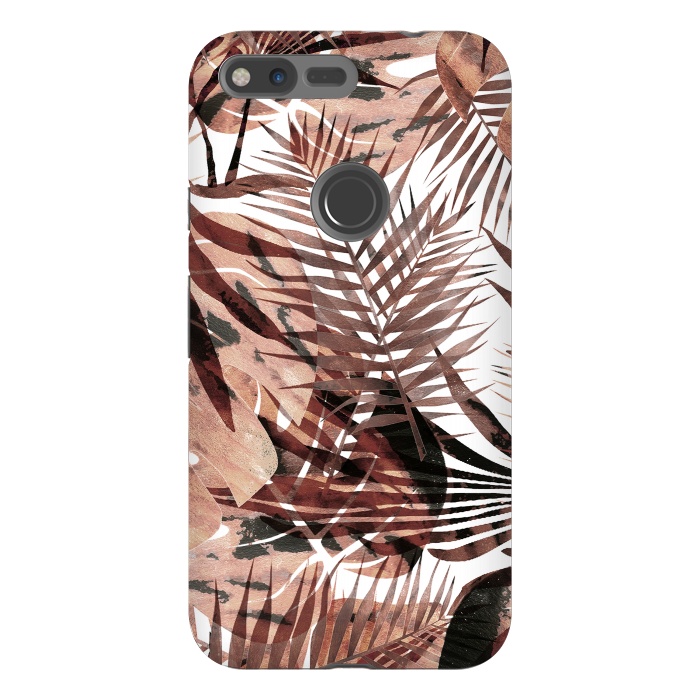 Pixel XL StrongFit Brown tropical palm and ficus leaves by Oana 