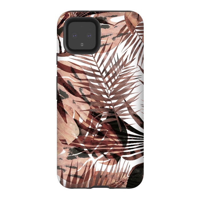 Pixel 4 StrongFit Brown tropical palm and ficus leaves by Oana 
