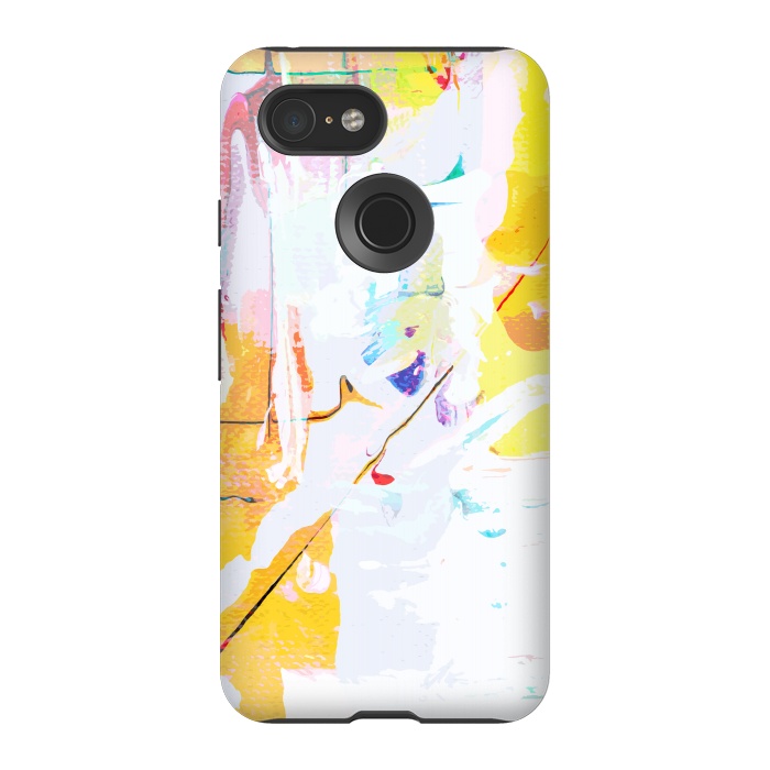 Pixel 3 StrongFit Yellow Modern Abstract by Creativeaxle