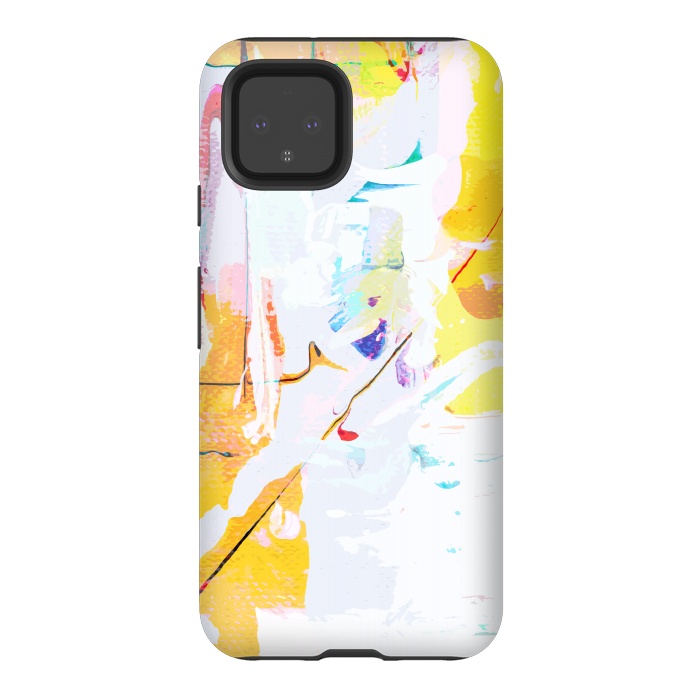 Pixel 4 StrongFit Yellow Modern Abstract by Creativeaxle