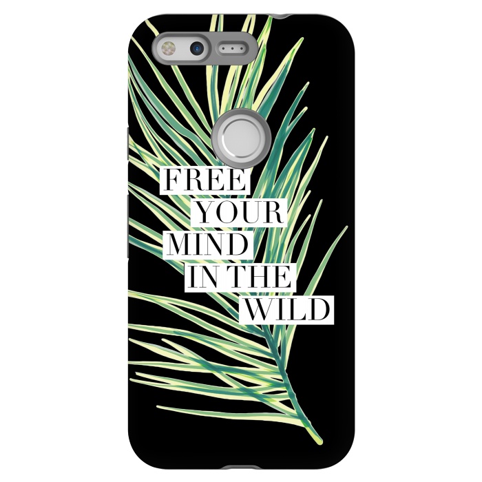 Pixel StrongFit Free your mind in the wild typography tropical leaf by Oana 