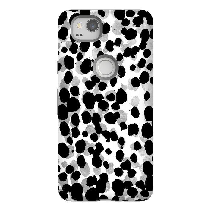 Pixel 2 StrongFit animal print spots black and silver by Oana 