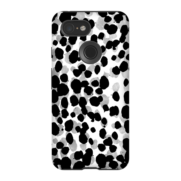 Pixel 3 StrongFit animal print spots black and silver by Oana 
