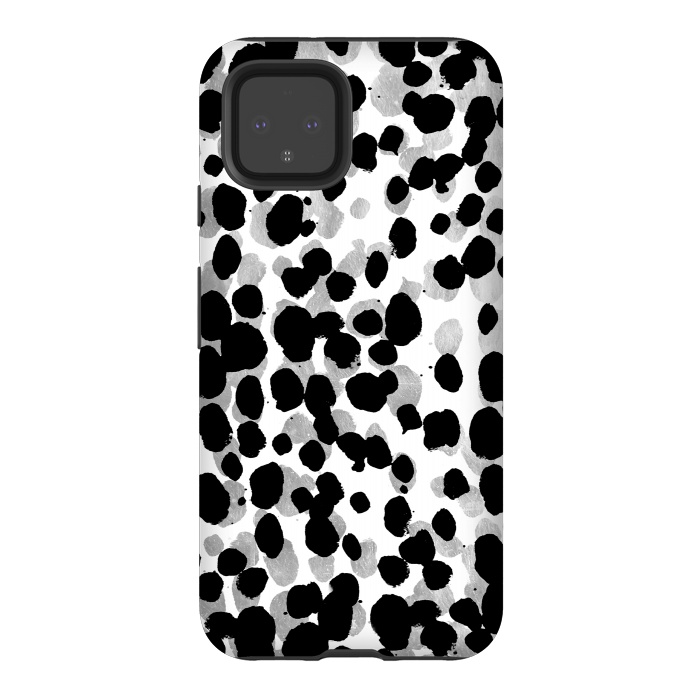 Pixel 4 StrongFit animal print spots black and silver by Oana 