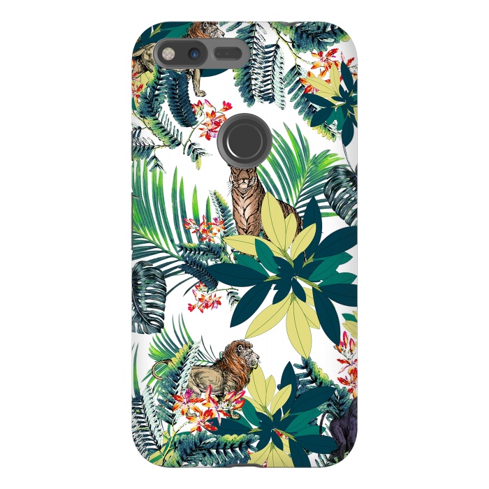 Pixel XL StrongFit Tropical leaves and jungle animals  by Oana 