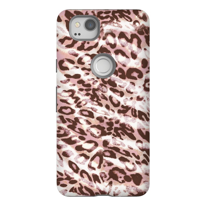 Pixel 2 StrongFit brushed pink grungy leopard print spots by Oana 