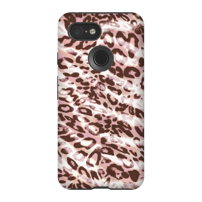 Pixel 3 StrongFit brushed pink grungy leopard print spots by Oana 