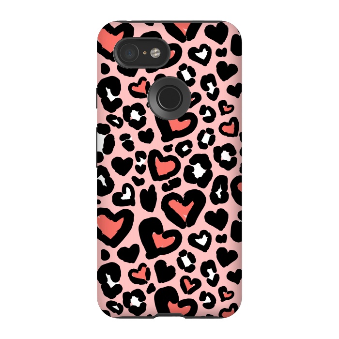 Pixel 3 StrongFit Love leopard by Laura Grant
