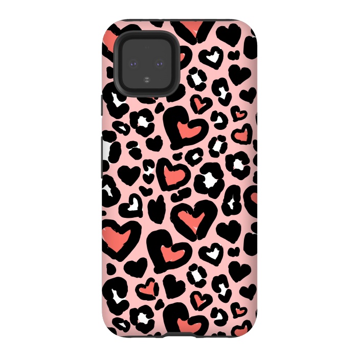 Pixel 4 StrongFit Love leopard by Laura Grant