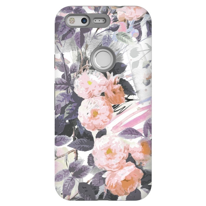Pixel StrongFit Pink gray romantic roses by Oana 