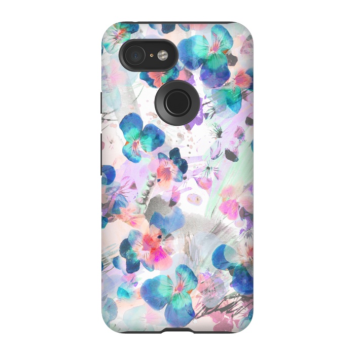 Pixel 3 StrongFit Watercolor pansy petals illustration by Oana 