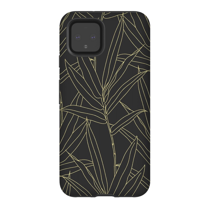 Pixel 4 StrongFit Elegant bamboo foliage gold strokes design  by InovArts