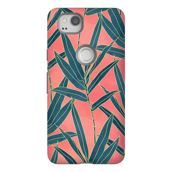 Pixel 2 StrongFit Modern coral and blue foliage design  by InovArts