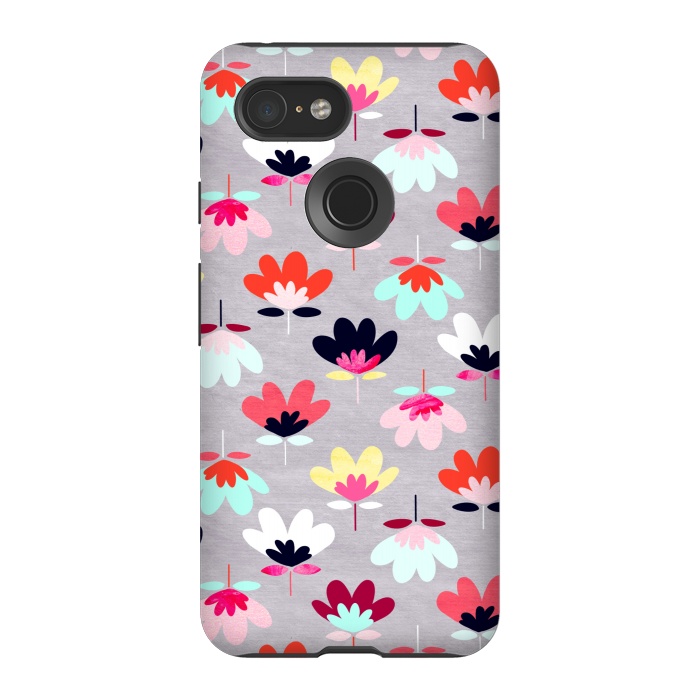 Pixel 3 StrongFit Textured Fan Flowers - Candy Colors  by Tigatiga
