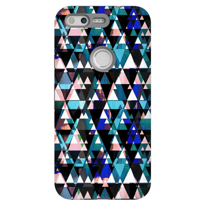 Pixel StrongFit Turquoise pink triangles graphic pattern by Oana 