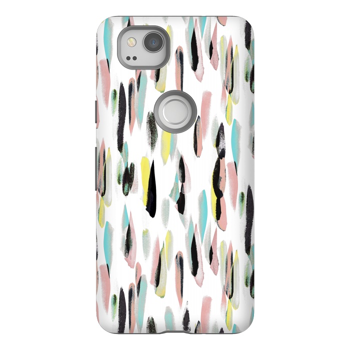 Pixel 2 StrongFit Colorful brushed watercolor playful pattern by Oana 