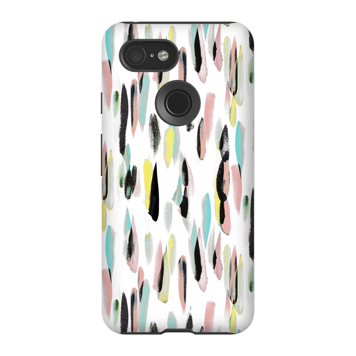 Pixel 3 StrongFit Colorful brushed watercolor playful pattern by Oana 