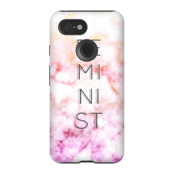 Pixel 3 StrongFit Feminist - minimal typography on gradient marble by Oana 