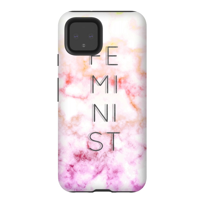 Pixel 4 StrongFit Feminist - minimal typography on gradient marble by Oana 