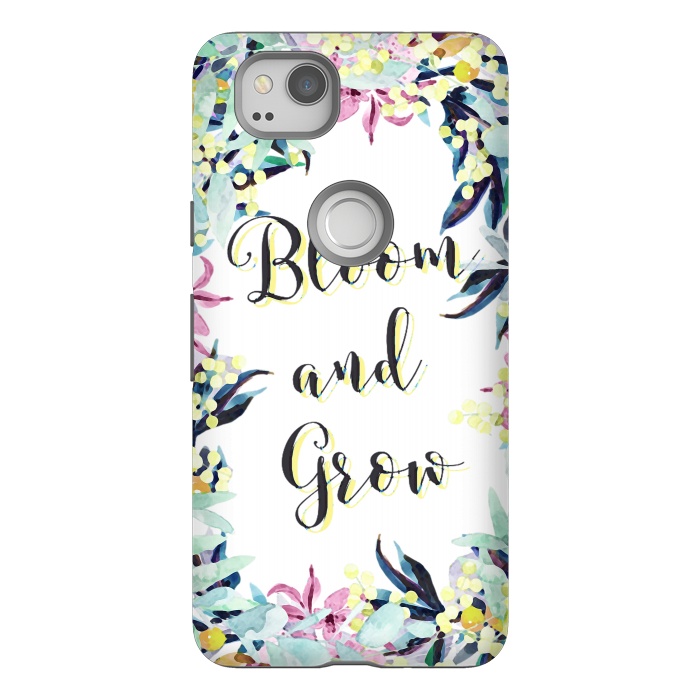 Pixel 2 StrongFit Colorful pastel floral Bloom and Grow typography by Oana 