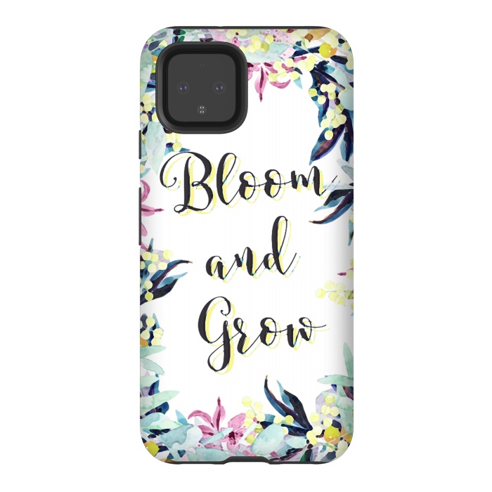 Pixel 4 StrongFit Colorful pastel floral Bloom and Grow typography by Oana 