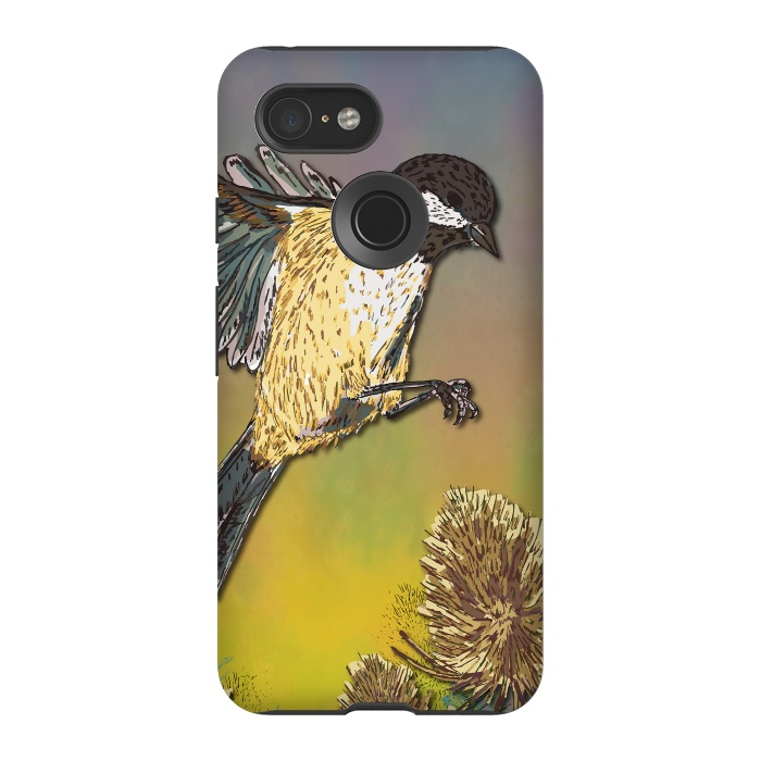 Pixel 3 StrongFit Coal Tit and Teasels by Lotti Brown