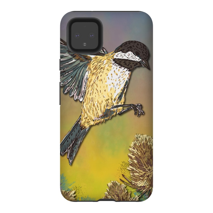 Pixel 4XL StrongFit Coal Tit and Teasels by Lotti Brown