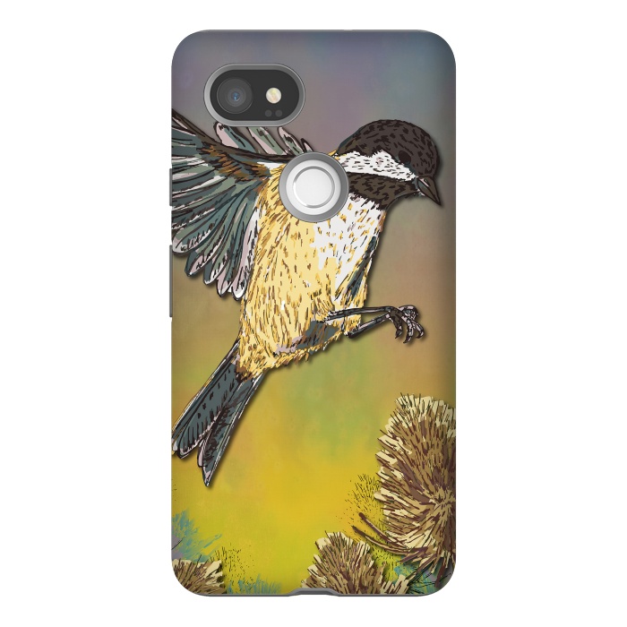 Pixel 2XL StrongFit Coal Tit and Teasels by Lotti Brown