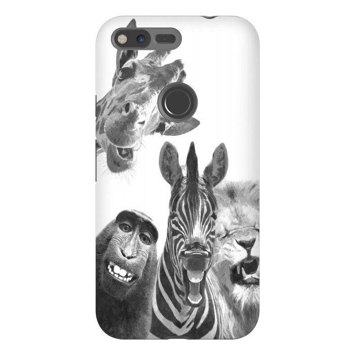 Pixel XL StrongFit Black and White Jungle Animals by Alemi