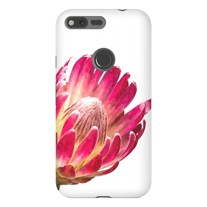Pixel XL StrongFit Pink Protea Minimal Flower by Alemi