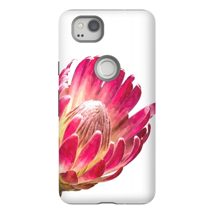 Pixel 2 StrongFit Pink Protea Minimal Flower by Alemi