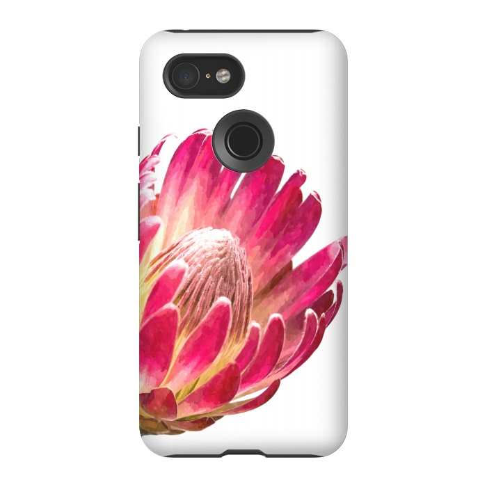 Pixel 3 StrongFit Pink Protea Minimal Flower by Alemi