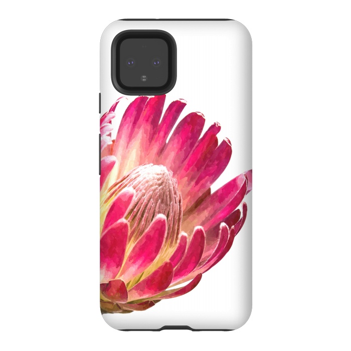 Pixel 4 StrongFit Pink Protea Minimal Flower by Alemi